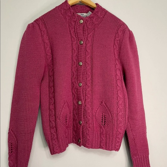 Sold-Vintage 100% wool knit cardigan - Picture 7 of 7